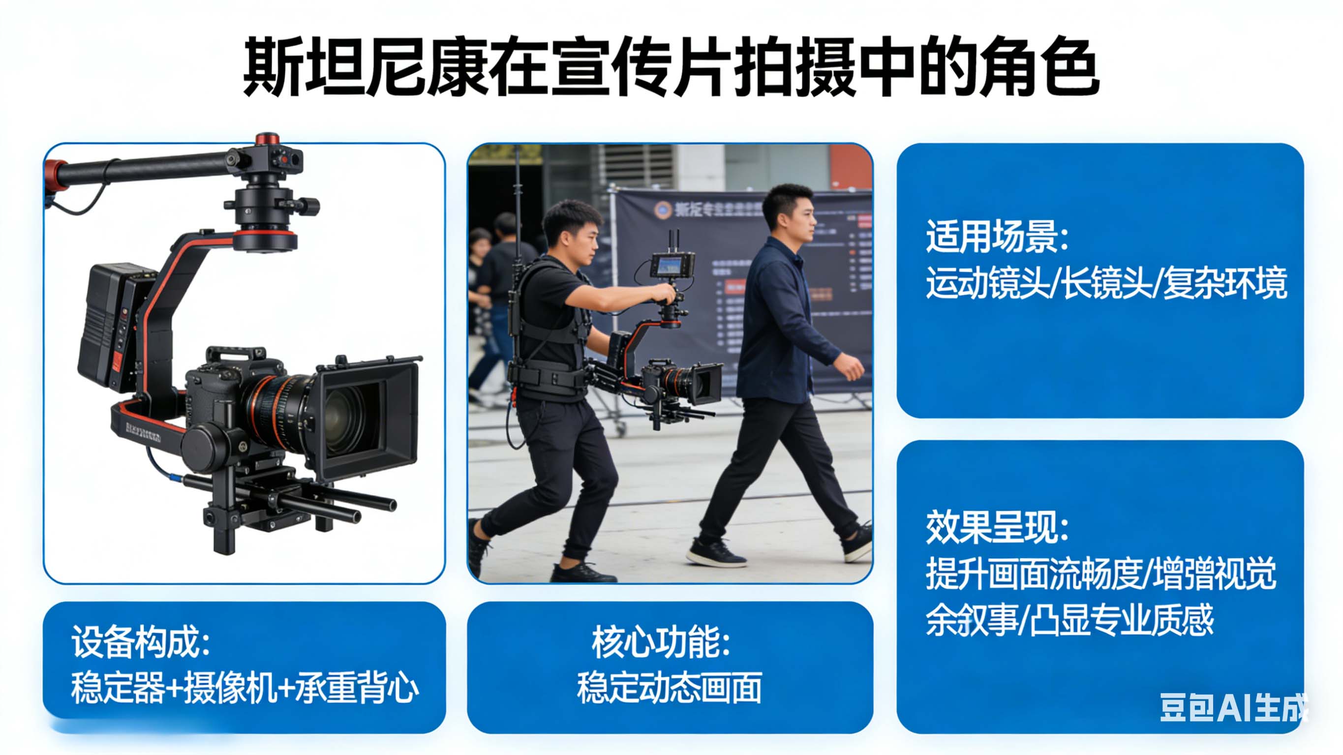 斯坦尼康在宣傳片拍攝當中的角色